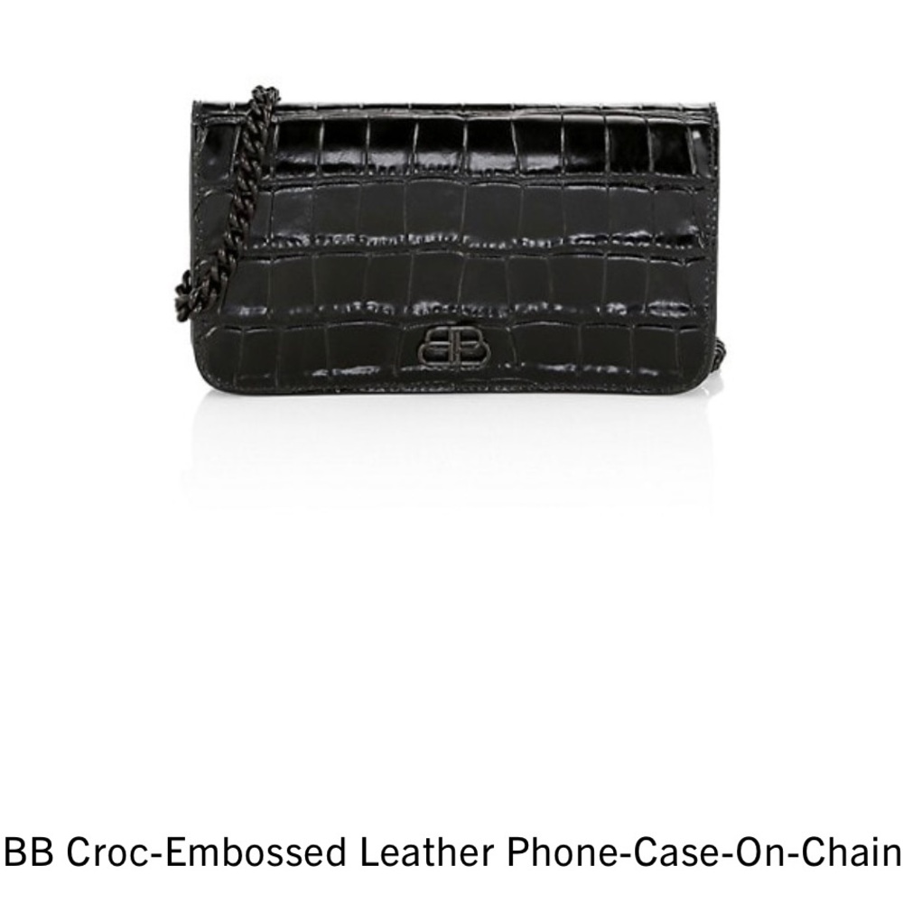 Balenciaga BB Croc-Embossed Leather Phone-Case-On-Chain